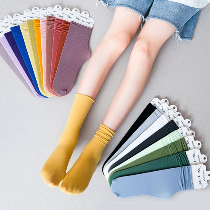 Ice Loose Calf Tube Sock Colorful Knee Nylon Socks