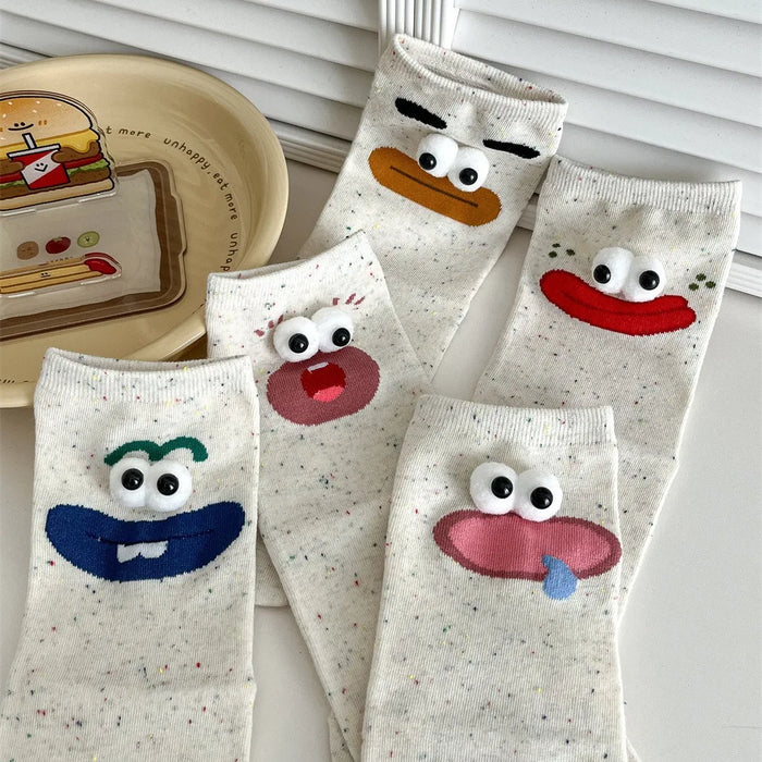 Funny Expression Women's Socks  Cartoon Big Eyes Socks