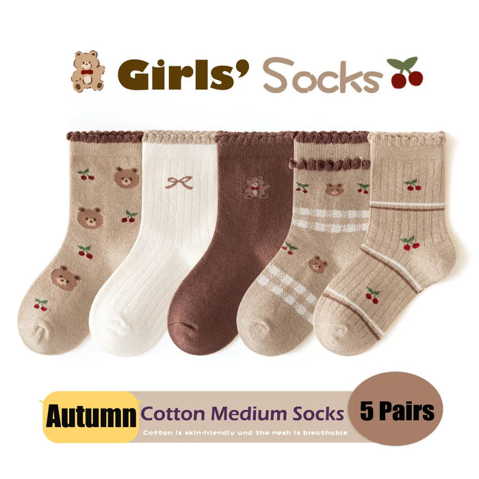 5 pairs / 1-12Y  Kids Lolita Fancy Socks