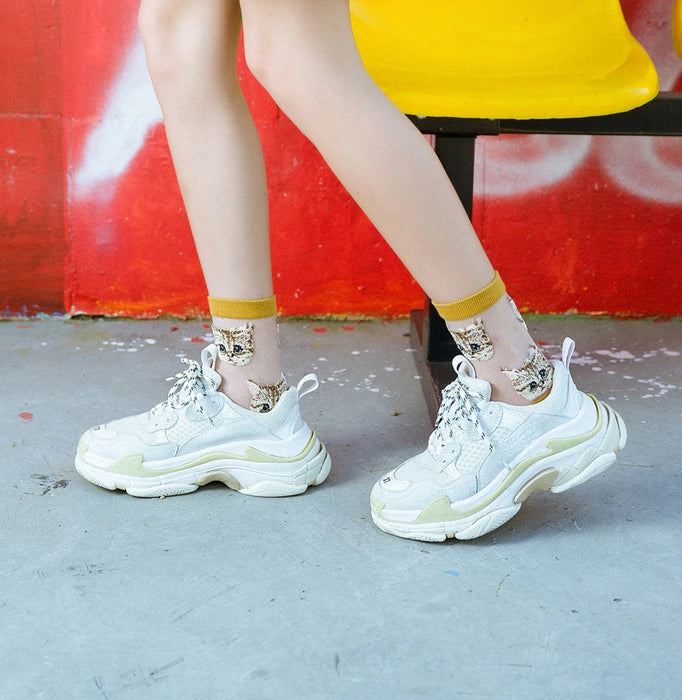 Women Transparent Cute Cat Socks