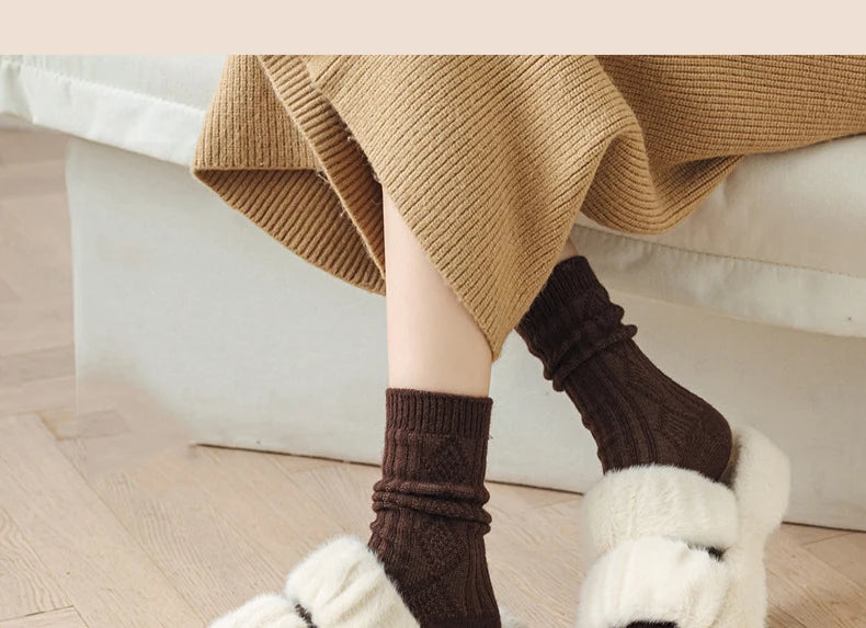 Warm Velvet Cashmere Wool Diamond Winter Socks