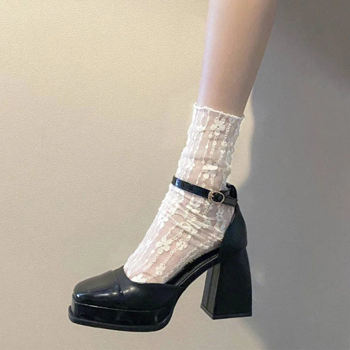 Mid-calf Lace Casual Floral Socks