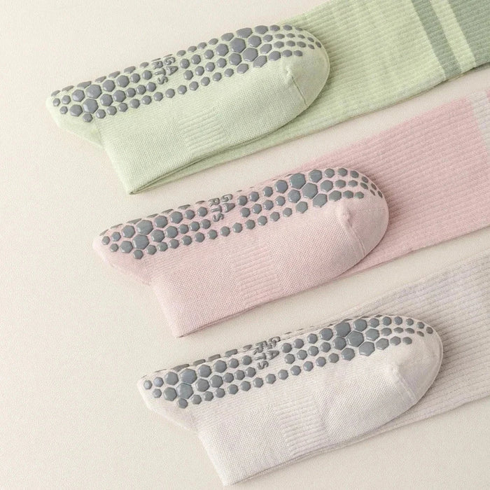 2-pairs-grip-pilates-socks-women-non-slip-yoga-fitness-calf-compression-socks-high-quality-cotton-running-sports-socks-ladies