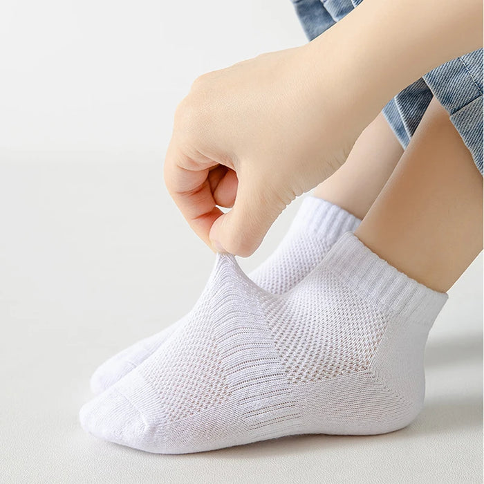 5P/ Summer White Mesh Children Cotton Socks