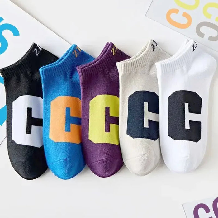 5 Pairs Medium Cartoon Stripes  High-quality Socks