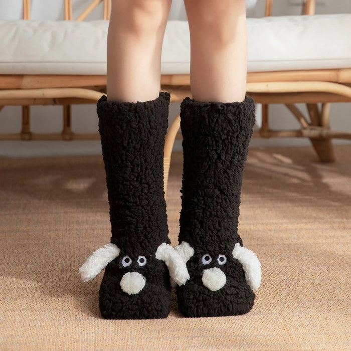 Winter Velvet Coral Fleece Socks Sleep Home Slippers Snow Socks