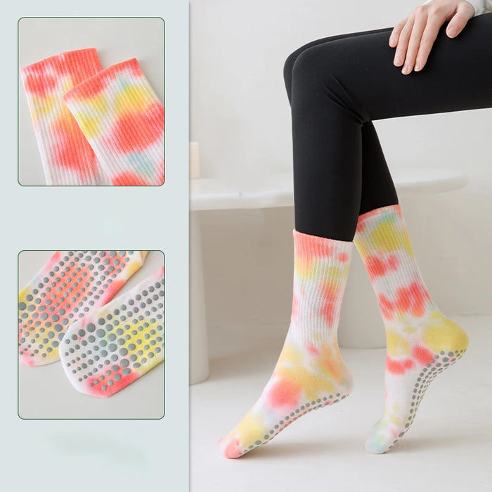 3 Pairs Non-Slip Yoga Socks for Women Colorful Gradient