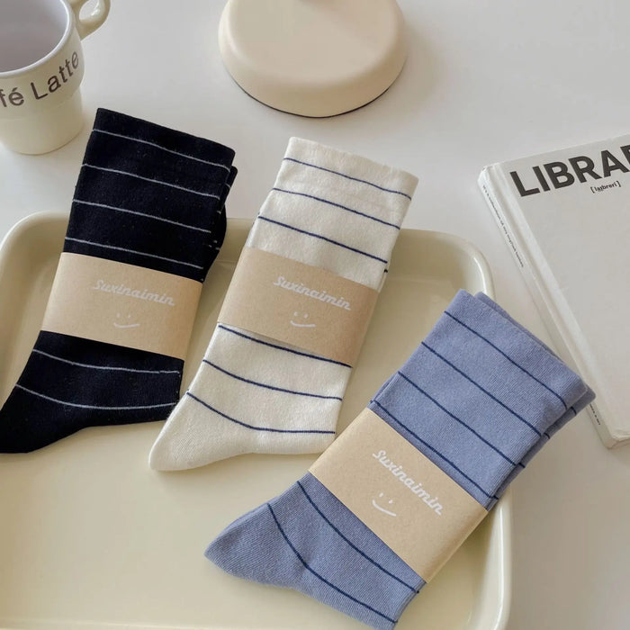 College Style Striped  Crew Socks Women Casual Fashion