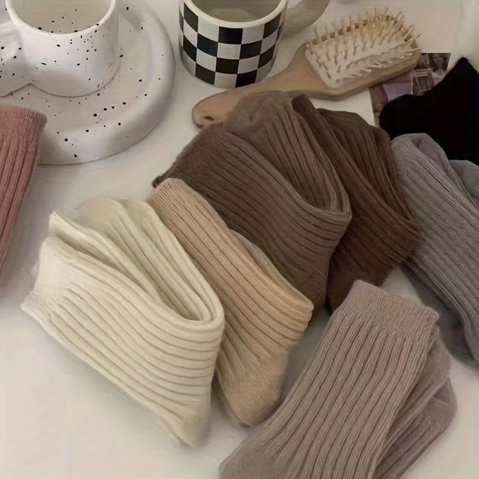 5-pairs-of-mixed-color-autumn-and-winter-striped-thick-warm-retro-coffee-womens-socks-dopamine-womens-mid-tube-socks