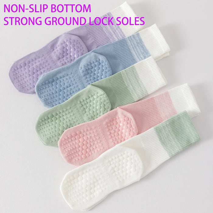 3 Pairs lollipop coloured cotton mid calf yoga socks