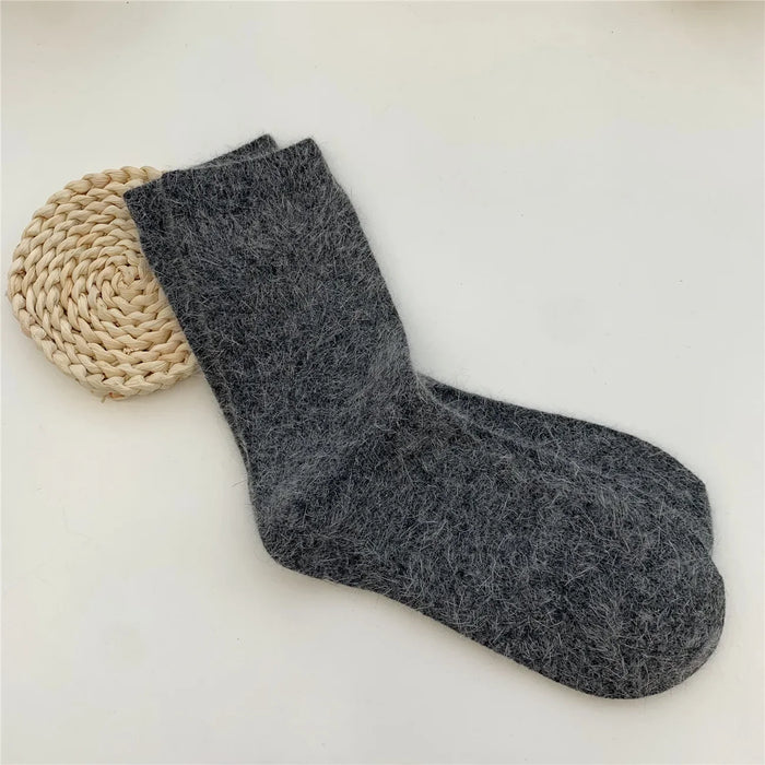 Rabbits Hair Women's Socks Solid Thermal Cashmere