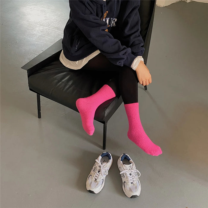 Rabbits Hair Women's Socks Solid Thermal Cashmere