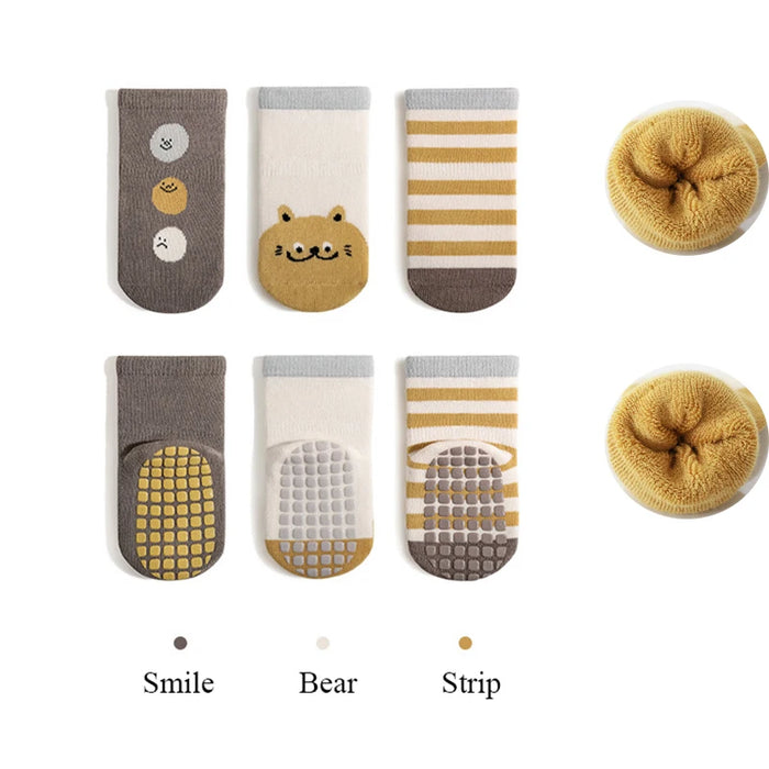 3 Pairs/Lot Autumn Winter Baby Non Slip Soft Floor Sock