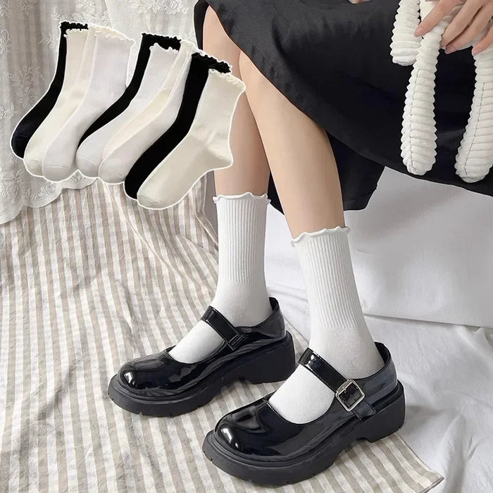 fashion-new-ruffle-socks-for-women-mid-crew-middles-tube-ankle-high-breathable-cotton-socks-black-white-beige-female-cute-sock