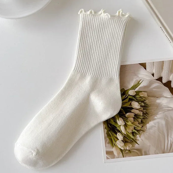 fashion-new-ruffle-socks-for-women-mid-crew-middles-tube-ankle-high-breathable-cotton-socks-black-white-beige-female-cute-sock