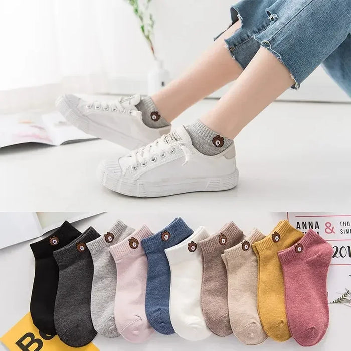 10 Pairs  Cute Bear Pattern Fashion Style Comfortable Socks