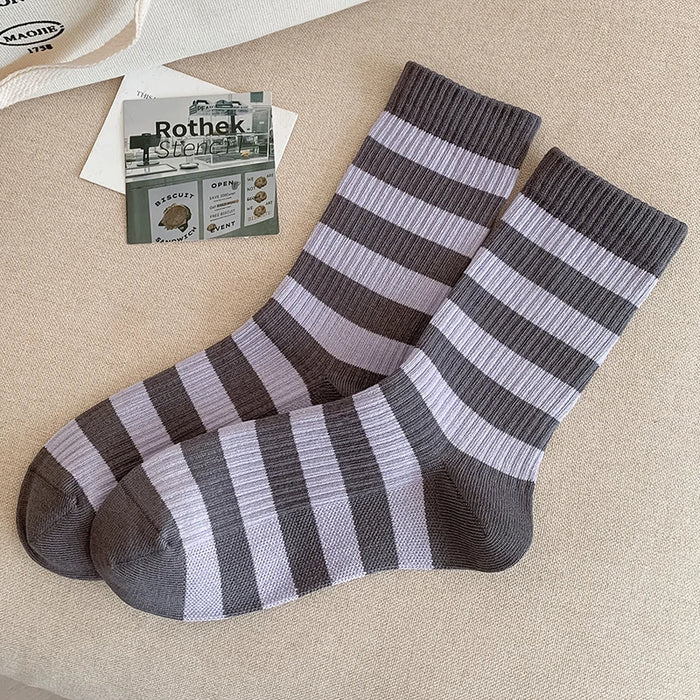 Mixed-color Daily Elastic Crew Socks Comfortable
