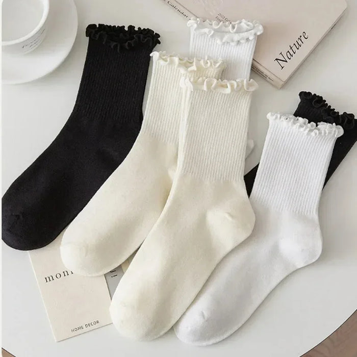fashion-new-ruffle-socks-for-women-mid-crew-middles-tube-ankle-high-breathable-cotton-socks-black-white-beige-female-cute-sock