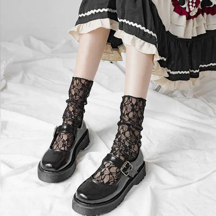 Mid-calf Lace Casual Floral Socks