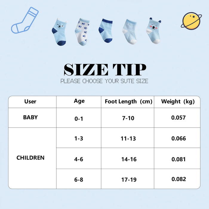 10 Pairs  0-3 Years Kids Soft Cotton Cartoon Animal Cartoon Children's Socks