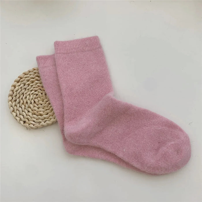 Rabbits Hair Women's Socks Solid Thermal Cashmere