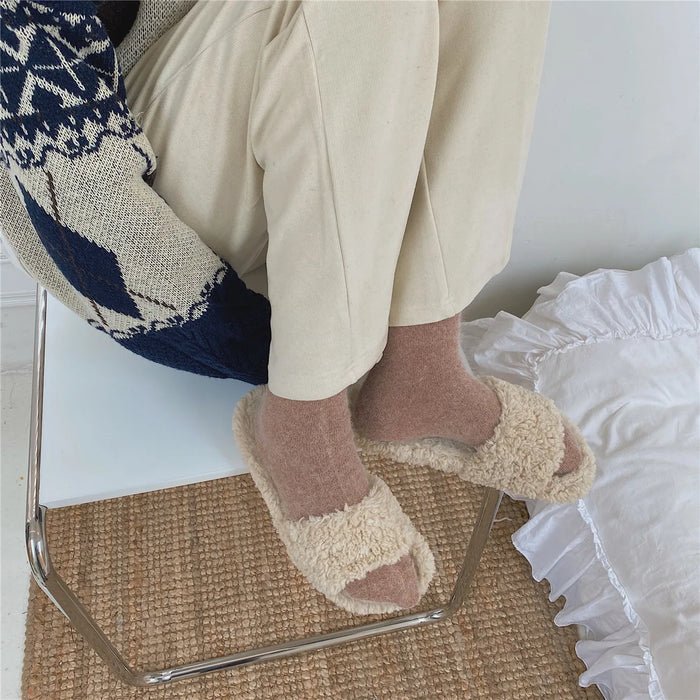 Rabbits Hair Women's Socks Solid Thermal Cashmere