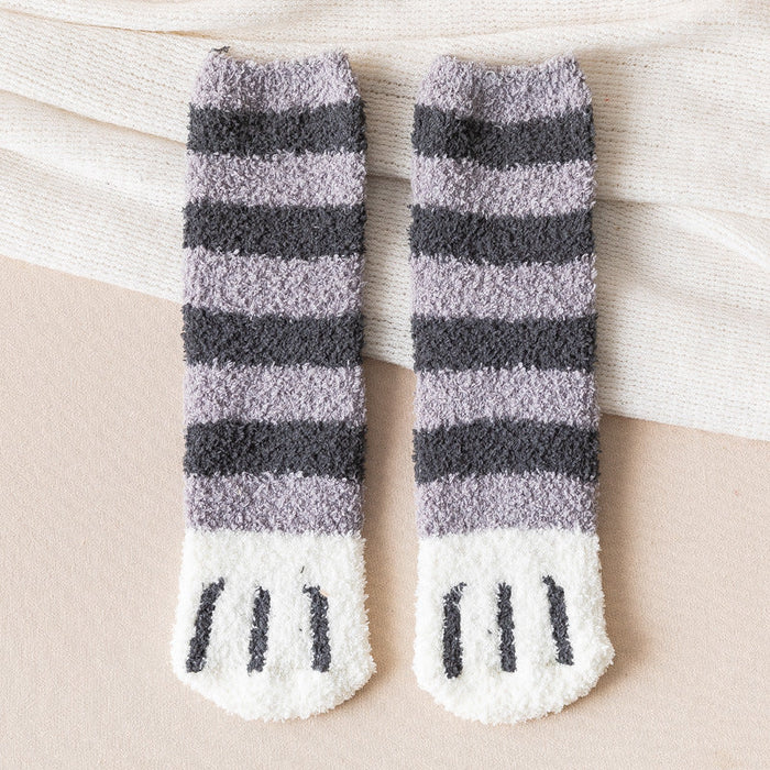 fashion-womens-cat-claw-stripes-3d-thick-warm-socks-cute-funny-fat-girl-cartoon-animal-toe-zebra-tiger-cat-foot-socks