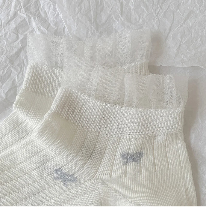 Frilly Girls Ankle Socks Casual Comfortable Mesh