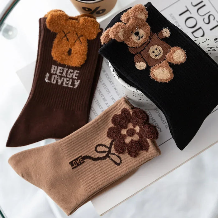 3 Pairs Women's  Cartoon Cotton Sock Sets