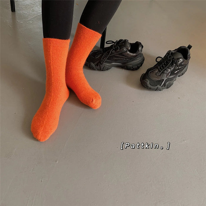 Rabbits Hair Women's Socks Solid Thermal Cashmere