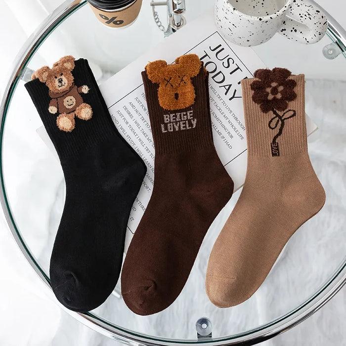 3 Pairs Women's  Cartoon Cotton Sock Sets