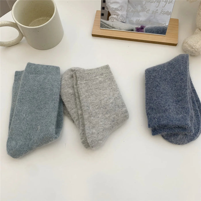 Rabbits Hair Women's Socks Solid Thermal Cashmere
