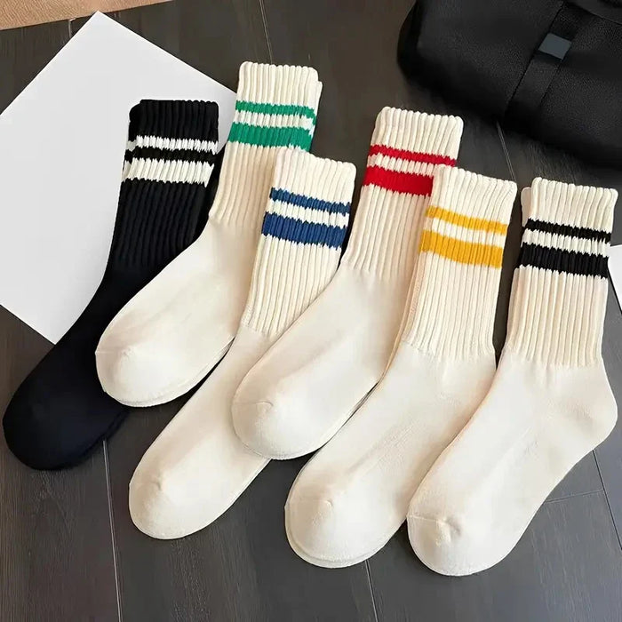 6 pairs of thick striped knitted socks