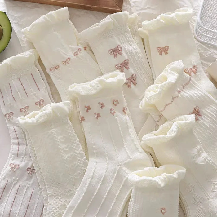 5/10 Pairs Women Lolita Style Mid Tube Socks