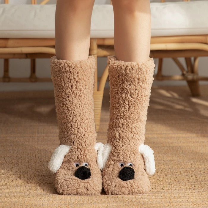 Winter Velvet Coral Fleece Socks Sleep Home Slippers Snow Socks