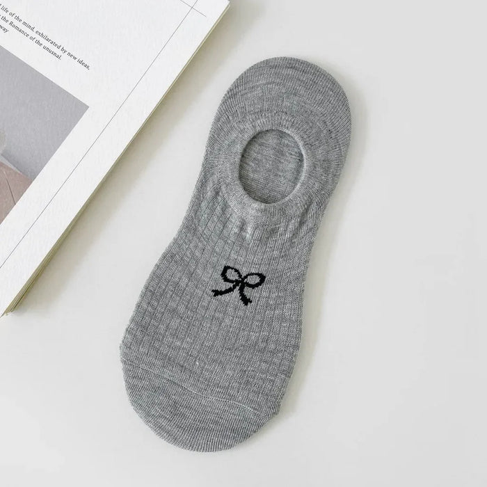 Women Thin Dot Yarn Bowknot No-show Socks