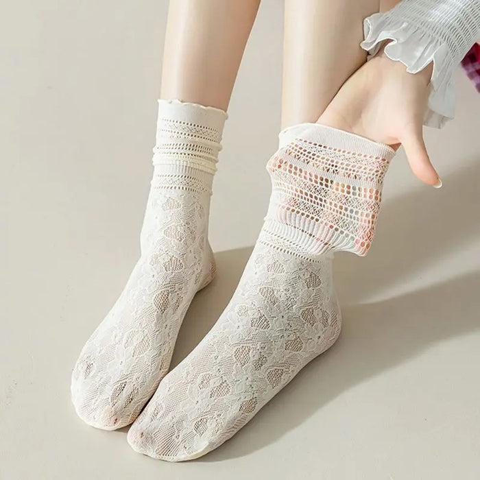 Mid-calf Lace Casual Floral Socks