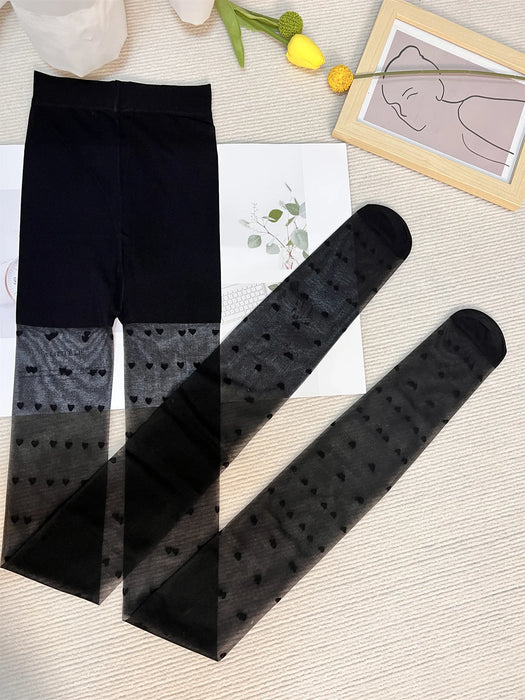 Heart Polka Dot Lolita Pantyhose Tight High Socks