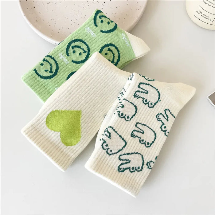 Smiling Face Cartoon Cotton Socks