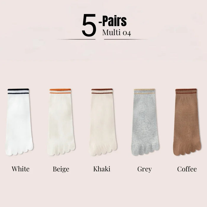1/4/5 Pairs Women's Five Finger Cotton Socks