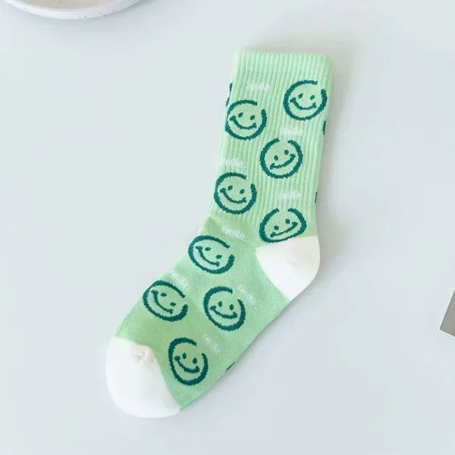 Smiling Face Cartoon Cotton Socks