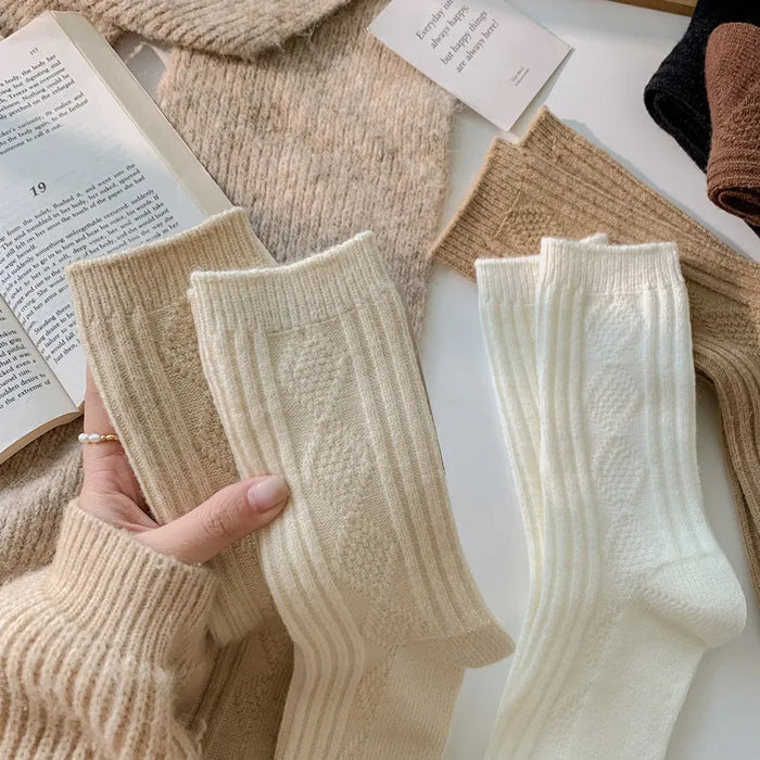 Warm Velvet Cashmere Wool Diamond Winter Socks