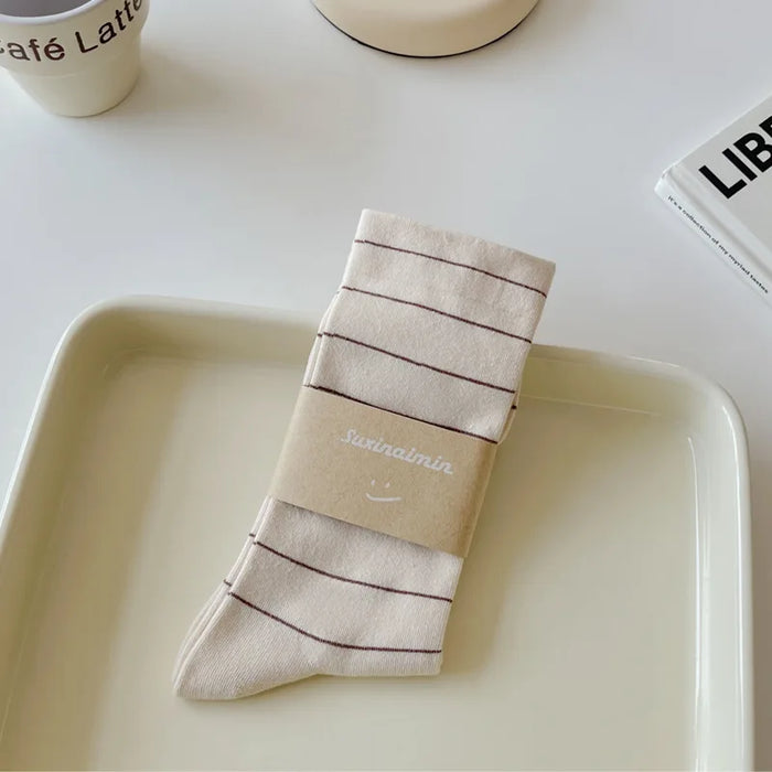 College Style Striped  Crew Socks Women Casual Fashion