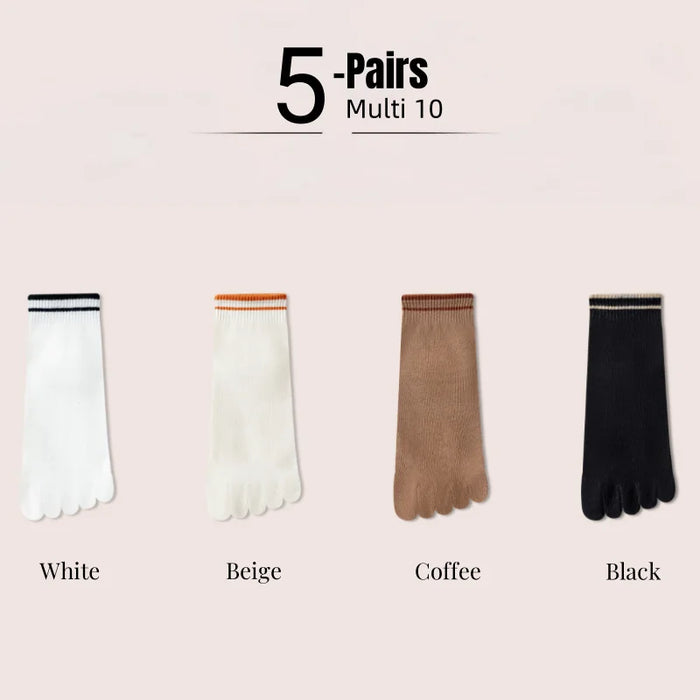 1/4/5 Pairs Women's Five Finger Cotton Socks