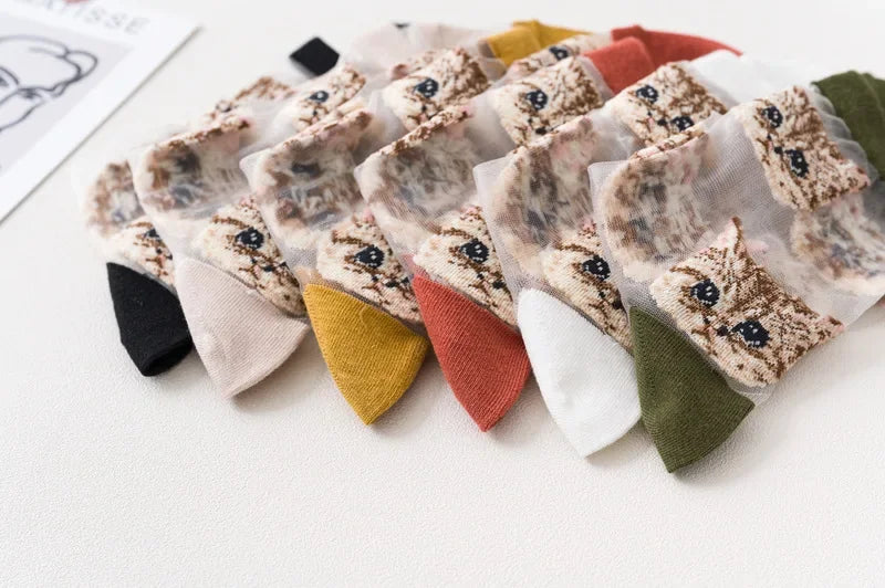 Women Transparent Cute Cat Socks