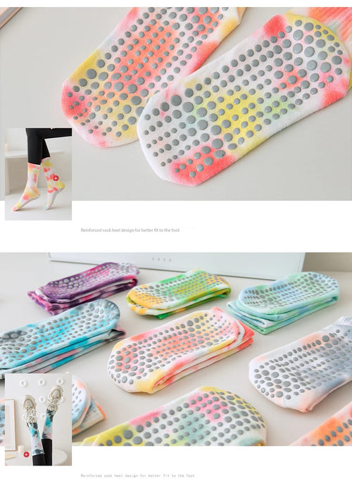 3 Pairs Non-Slip Yoga Socks for Women Colorful Gradient