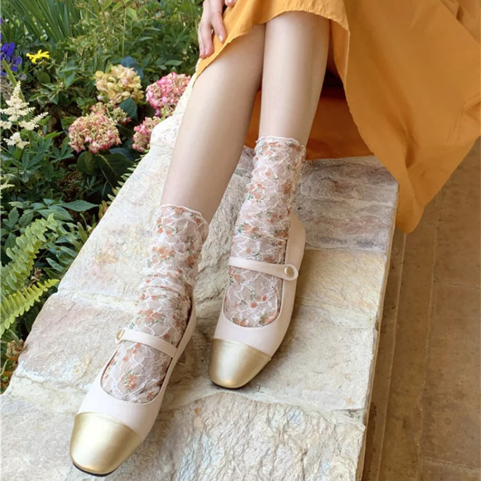 Lace Flower Loose Long Socks