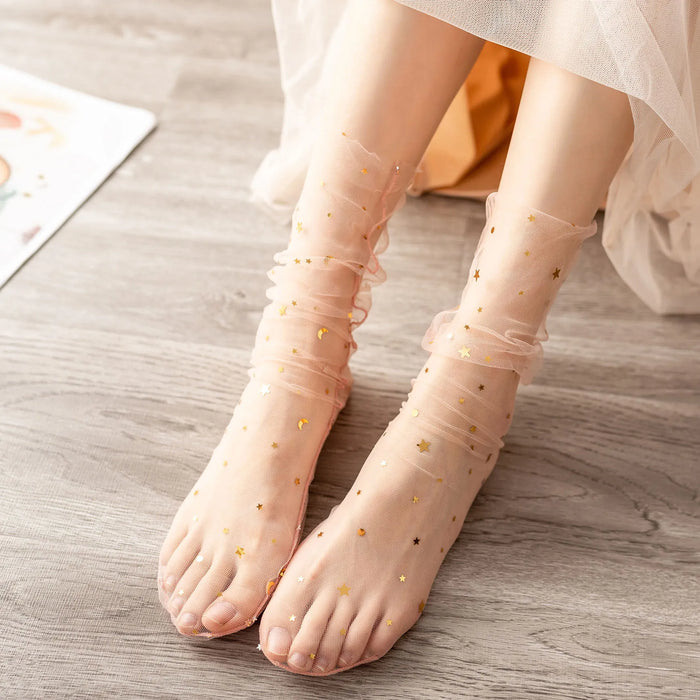 Mesh Lace Summer  Transparent Loose Long Socks