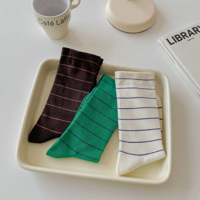 College Style Striped  Crew Socks Women Casual Fashion