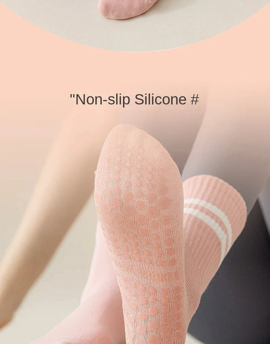 women-anti-skid-yoga-socks-grips-cotton-mid-tube-bottom-breathable-fitness-dance-barre-workout-pilates-socks-7-colors